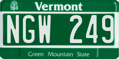 VT license plate NGW249