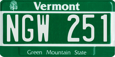 VT license plate NGW251