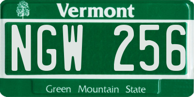VT license plate NGW256