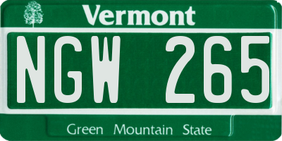 VT license plate NGW265
