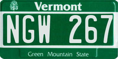 VT license plate NGW267