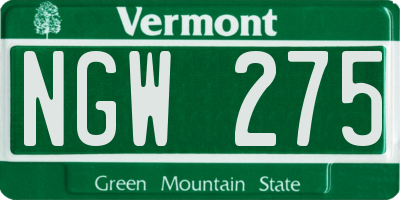VT license plate NGW275