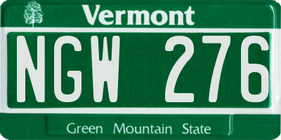 VT license plate NGW276