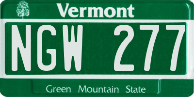 VT license plate NGW277