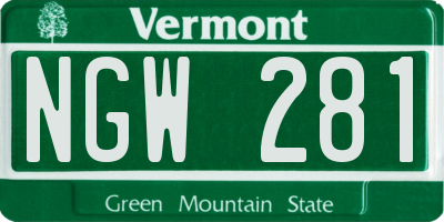 VT license plate NGW281