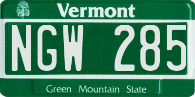 VT license plate NGW285