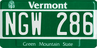 VT license plate NGW286