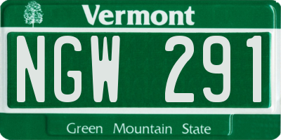 VT license plate NGW291