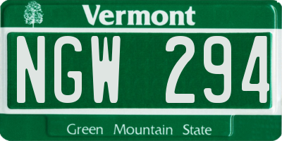 VT license plate NGW294
