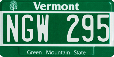 VT license plate NGW295