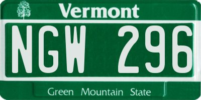 VT license plate NGW296