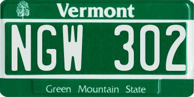 VT license plate NGW302