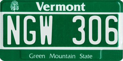 VT license plate NGW306