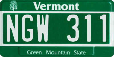 VT license plate NGW311