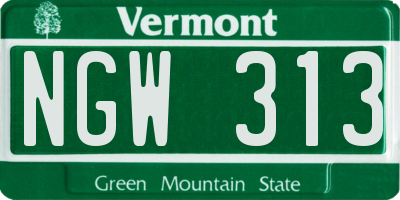 VT license plate NGW313