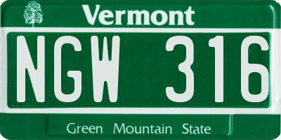 VT license plate NGW316