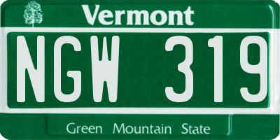 VT license plate NGW319
