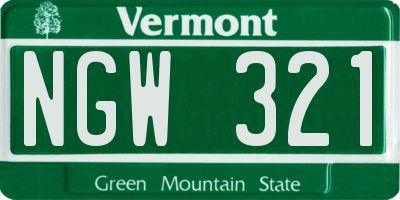 VT license plate NGW321