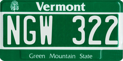 VT license plate NGW322