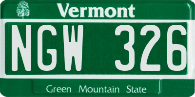 VT license plate NGW326