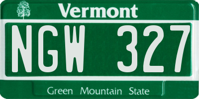 VT license plate NGW327
