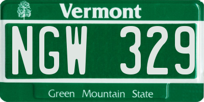 VT license plate NGW329