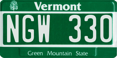 VT license plate NGW330
