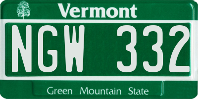 VT license plate NGW332