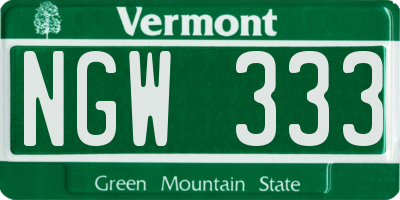 VT license plate NGW333