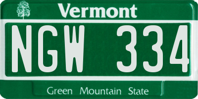 VT license plate NGW334
