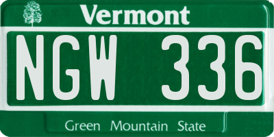 VT license plate NGW336