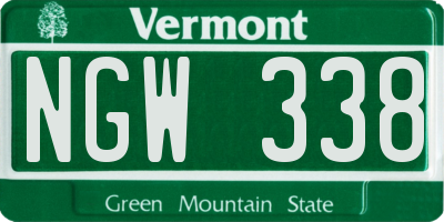 VT license plate NGW338