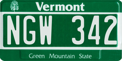 VT license plate NGW342