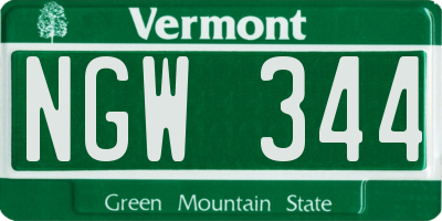 VT license plate NGW344