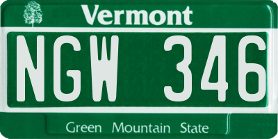 VT license plate NGW346