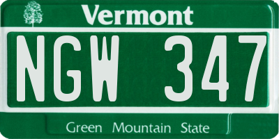 VT license plate NGW347