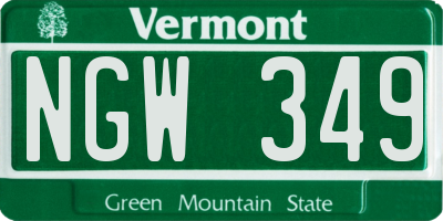 VT license plate NGW349