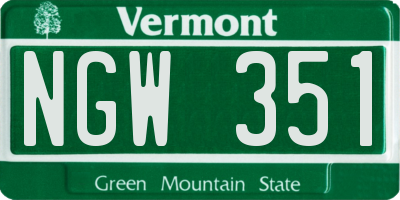 VT license plate NGW351