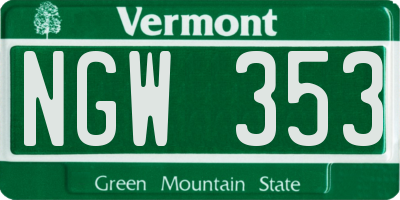 VT license plate NGW353