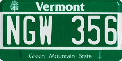 VT license plate NGW356