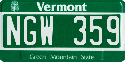 VT license plate NGW359
