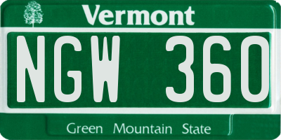 VT license plate NGW360