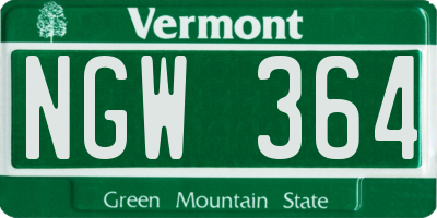 VT license plate NGW364