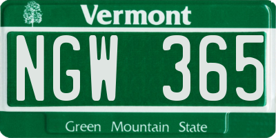 VT license plate NGW365