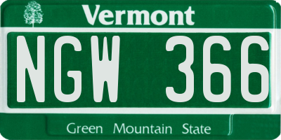 VT license plate NGW366