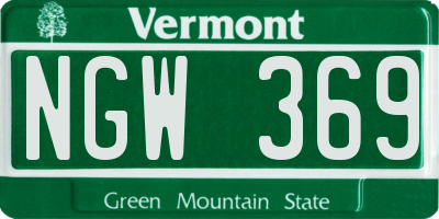 VT license plate NGW369