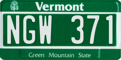 VT license plate NGW371