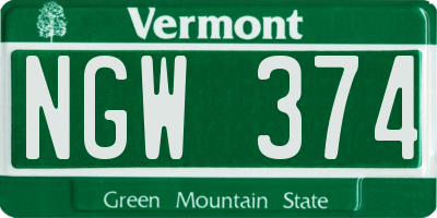 VT license plate NGW374