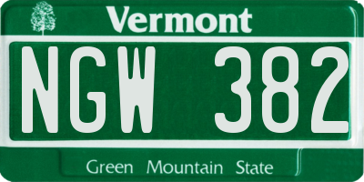 VT license plate NGW382