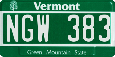 VT license plate NGW383